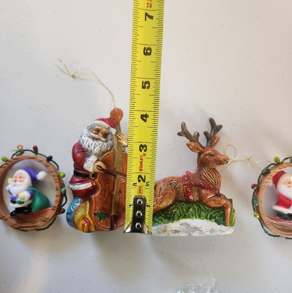 Vintage Plastic Blow Mold Christmas Tree Ornaments Santa Novelty Lot Of 4 Kitsch - Picture 8 of 8